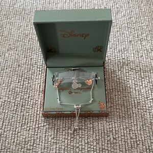 Disney Two-Tone Mickey & Heart Charm Adjustable Bracelet - Silver & Rose Gold